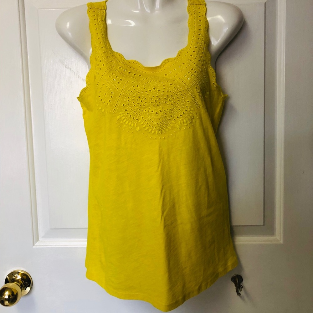 J Crew Yellow Embroidered Tank NWT XS/S